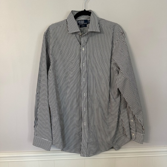 Polo by Ralph Lauren Men’s Regent Classic Fit Brown & White Stripe Sz 16/L GUC - Picture 2 of 8